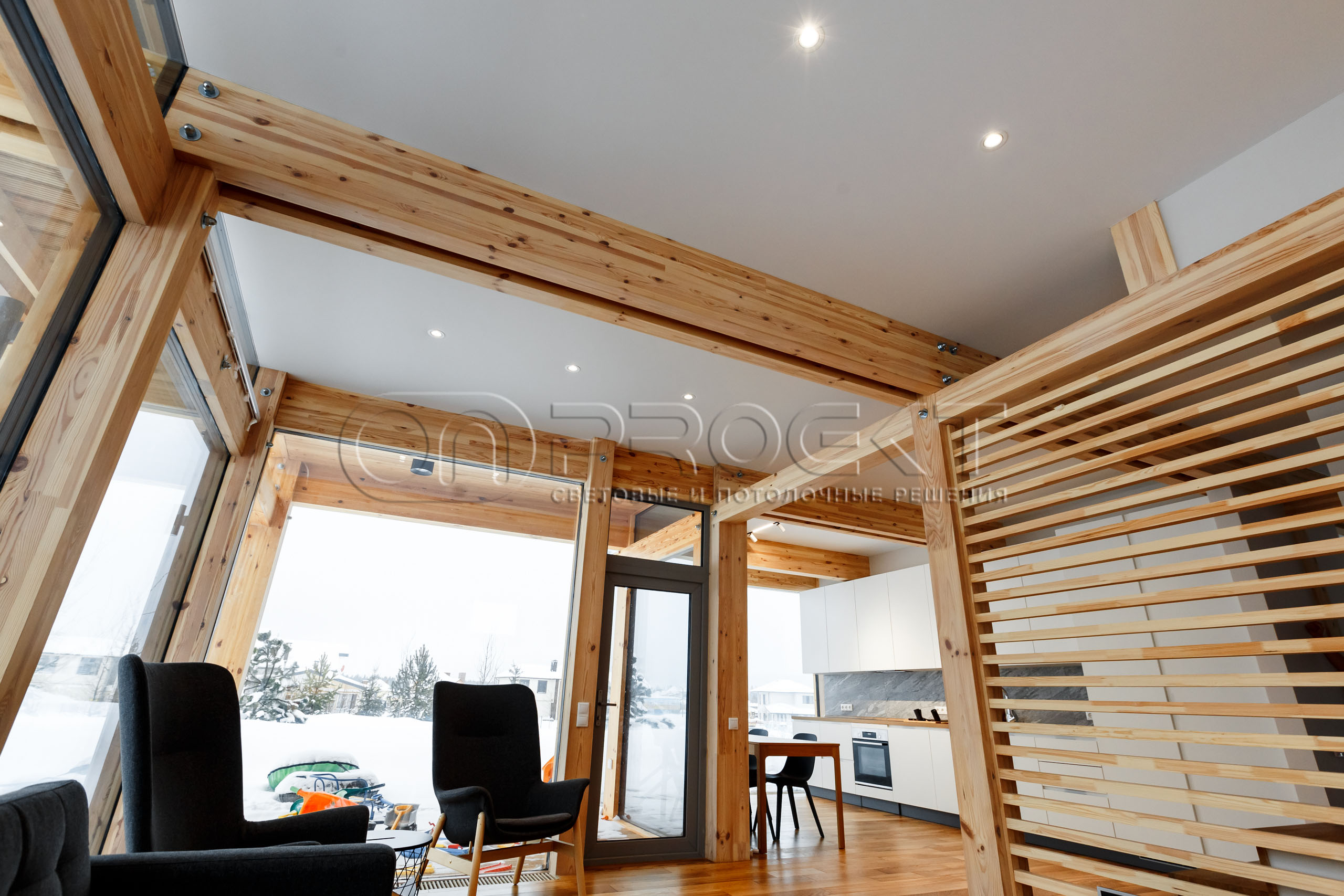 Тканевые потолки в загородном доме