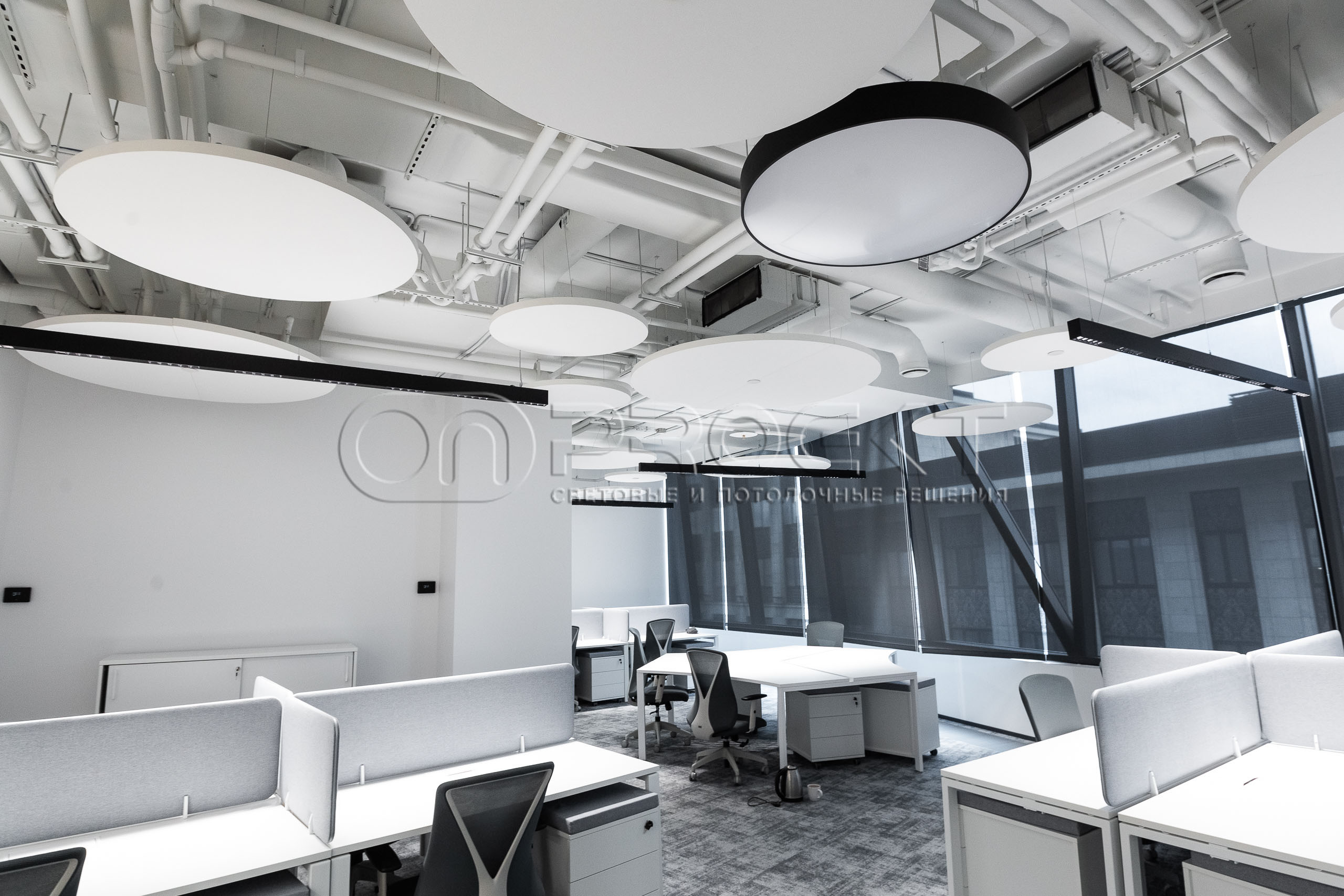 Тканевые световые потолки в офисе