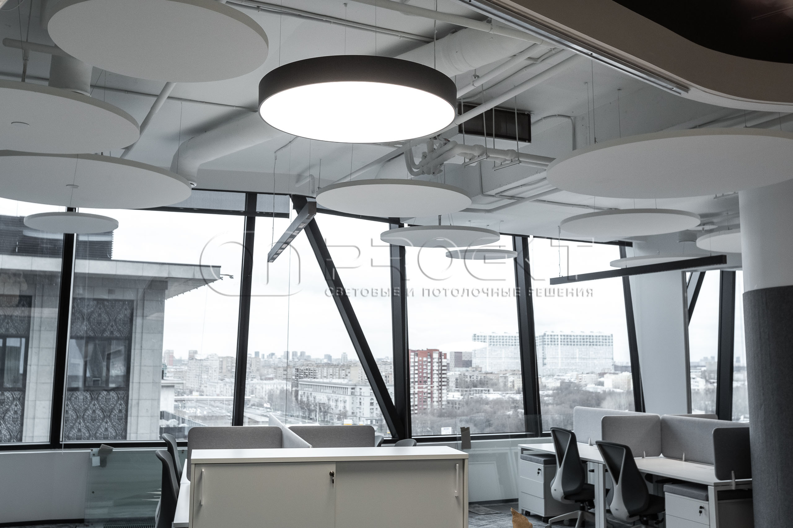 Тканевые световые потолки в офисе
